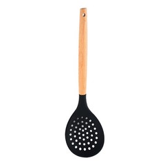 Slotted Spoons Nonstick Skimmer Heat Resistant Frying Strainer Black Unit