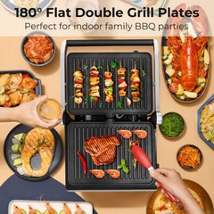 3 in 1 Indoor Electric Panini Press Grill with LED Display-Black – Color: Black