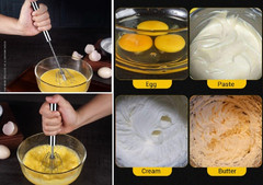 3× Manual Semi Automatic Whisk Egg Beater Mixer Stainless Steel Silver Stirrer
