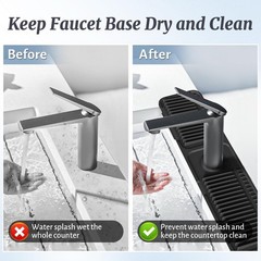 24 inch Faucet Mat for Kitchen Sink Splash Guard, 7° Slope Silicone Sink Wate…