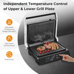 3 in 1 Indoor Electric Panini Press Grill with LED Display-Black – Color: Black