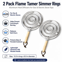 2 pk HEAT Diffuser Stovetop SIMMER Ring Aluminum Gas Electric Range New