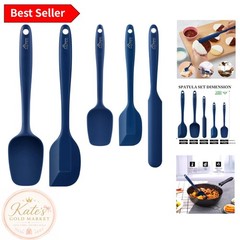 BPA-Free Silicone Spatulas – 5-Piece Dishwasher Safe Set in Classic Blue