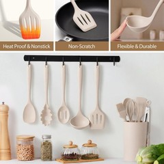 14 Pcs Silicone Cooking Utensils Set with Holder, Heat Resistant, Non-Stick, Dis