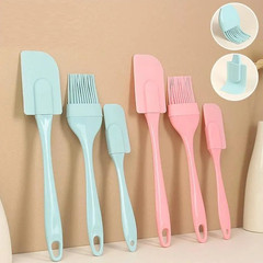 3pcs Blue Silicone Baking Spatula & Oil Brush Kitchen Tool Set Baking Tool – NEW