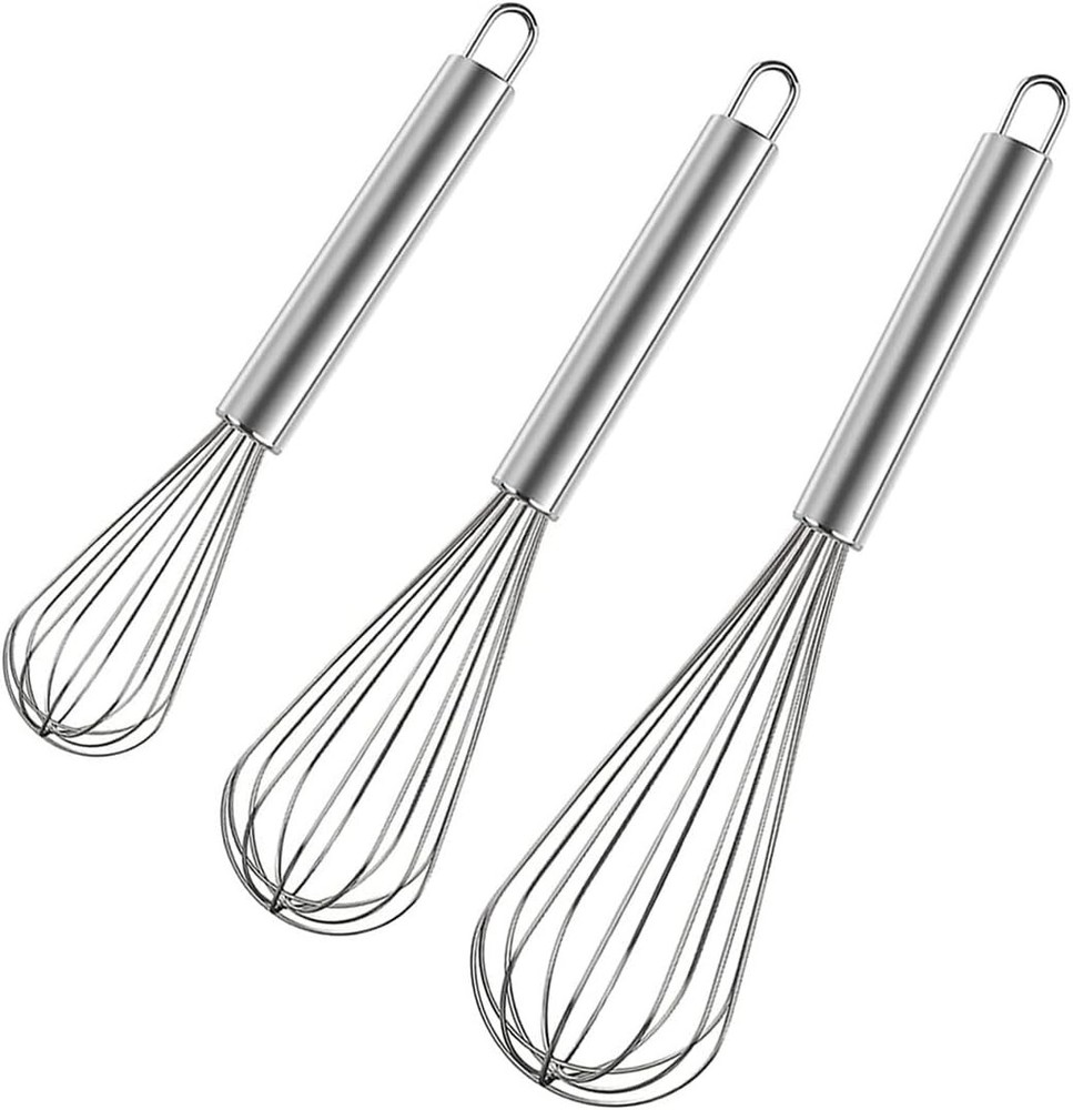 3 Pcs Stainless Steel Whisk Kitchen Utensil Wisk For Blending and Stirring New