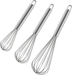 3 Pcs Stainless Steel Whisk Kitchen Utensil Wisk For Blending and Stirring New
