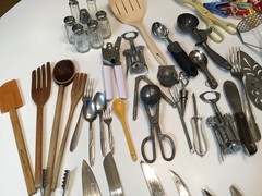 Bundled Lot ~50+ Kitchen Cooking Serving Utensils Tools Gadgets Knives etc.