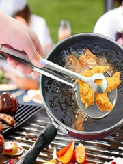 Stainless Steel Oil Filter Spoon with Mesh Wok Clamp for Cooking & Frying