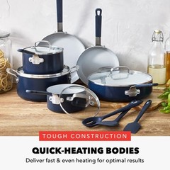 GreenPan x Bobby Flay 13 Piece Nonstick 13 Cookware Set, Navy Blue