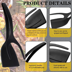 1pcs 2-in-1 Grip & Flip Spatula Tongs – Non-Stick Nylon Egg, Pancake&Fish Turner