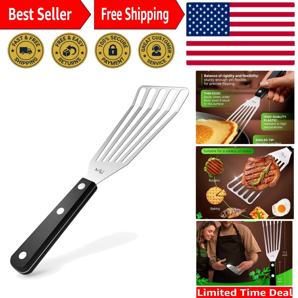 MIU 11” Stainless Steel Fish Spatula – Flexible, Heat Resistant Kitchen Turner