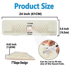 24 Inch Silicone Faucet Mat for Kitchen Sink, 7° Slope Fast Self-Draining Sin…