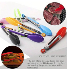 1pc 7-Inch Small Kitchen Tongs – Heat Resistant Nylon Tips – NEW