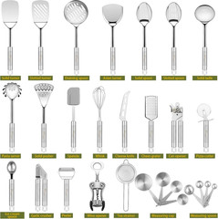 Stainless Steel Kitchen Utensil Set 28 Pcs Nonstick Cooking Tools with Silicone
