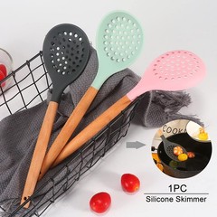 Slotted Spoons Nonstick Skimmer Heat Resistant Frying Strainer Black Unit