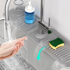 24 Inch Longer Silicone Sink Faucet Mat – Fast Self-Draining Bathroom & Kitchen