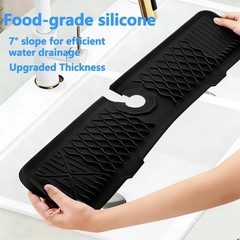 24 Inch Silicone Faucet Mat for Kitchen Sink, 7° Slope Fast Self-Draining Sin…