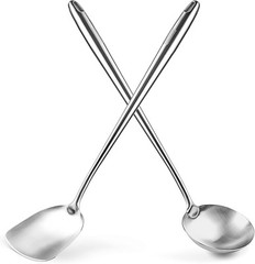 YOSUKATA 17’’ Wok Spatula and Ladle – Set of 2 Stainless Steel 2 pcs, Silver