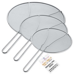 Set of 3 Stainless Steel Splatter Screen – 13″, 11.5″ & 9.5″ Sizes – Fine Mes…