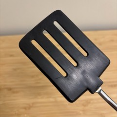 Vintage Ekco-Like Black White Plastic Slotted Spatula Turner Utensil Unbranded
