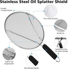 Set of 3 Stainless Steel Splatter Screens Grease Guard for Frying Pan Mesh