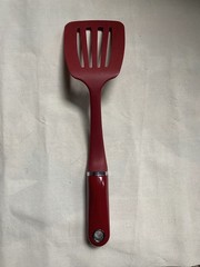 KitchenAid Spatula Turner Slotted Red & Silver Kitchen Aid Flipper for skillet