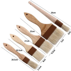 1 pc Wooden Handle Pastry Brush Flat Bristle Baking BBQ Oil Cooking Brush