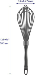 Dishwasher Safe Silicone Whisk, 12-Inch, Non-Scratch, Grey | Waterproof