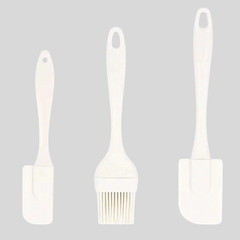 3Pcs Silicone Oil Brush Spatula Set Baking BBQ Party Basting Pastry Kitchen Tool
