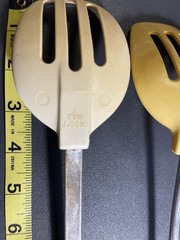 Lot Of 2 Vintage Rounded Slotted Spoons ~ 1 Ekco 400° Max & 1 Unbranded