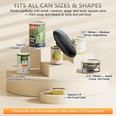 Electric Can Opener, Fast One-Touch Automatic Rechargeable Opener Black