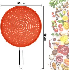 Splatter Screen for Frying Pan, Grease Guard, Heat-Resistant Red