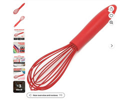 Chef Craft Premium Silicone Wire Cooking Whisk, 10.5 inch, Red