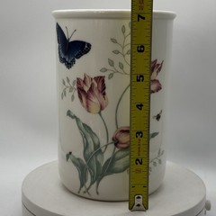 Lenox China BUTTERFLY MEADOW Utensil Crock Vase 7” x 5” EUC