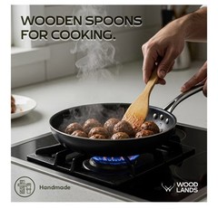 WOODLANDS USA Wooden Spoons for Cooking set of 6 safe for nonstick pans/Durable!
