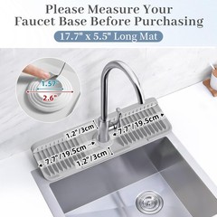17.7 inch Faucet Mat for Kitchen Sink Splash Guard, 7° Slope Silicone Sink Wa…