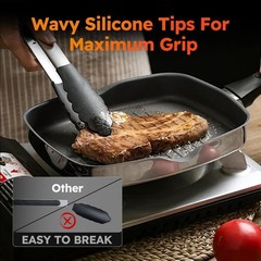 3 Packs Non Stick Kitchen Tongs with Silicone Tip for Cooking BBQ Baking 9″
