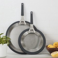 MIU 2-Piece Stainless Steel Mesh Silicone Splatter Guard Screens, 13″ & 10.4″