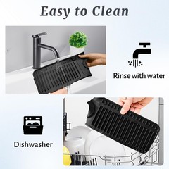 24 inch Faucet Mat for Kitchen Sink Splash Guard, 7° Slope Silicone Sink Wate…