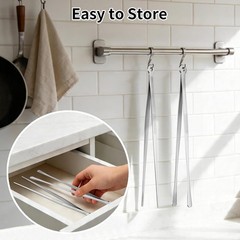 12 Inch Stainless Steel Metal Cooking Tongs Kitchen Utensils Long Handle Piece