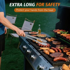 16 Inches Stainless Steel Kitchen Tongs Extra Long Locking BBQ Grill Food Server