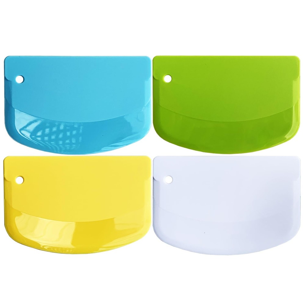 Hard Bench Scraper Dough Scraper for Baking, 4 PCs BPA Free PP Plastic Flexible