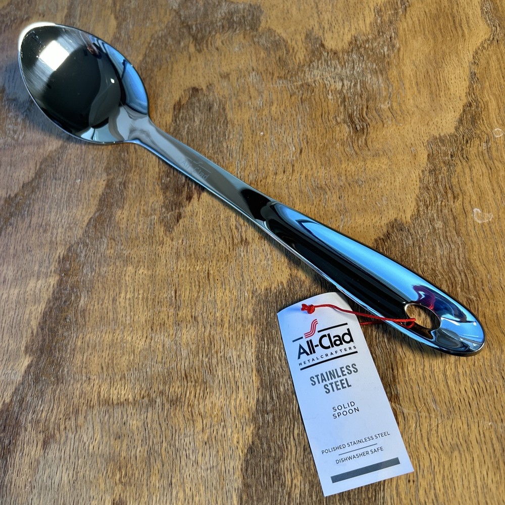 All-Clad Long Solid Spoon Polished Stainless Steel 13″ Kitchen Tool Silver
