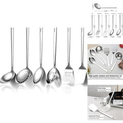 6-Piece Heavy Duty Stainless Steel Kitchen Utensils Set Cooking Tools Spatulas