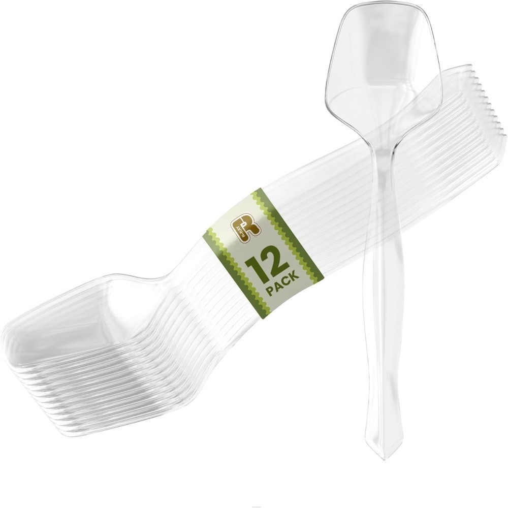 Disposable Plastic Serving Spoons 12 Pack – 8.5 Inch Heavy Duty Buffet Utensils