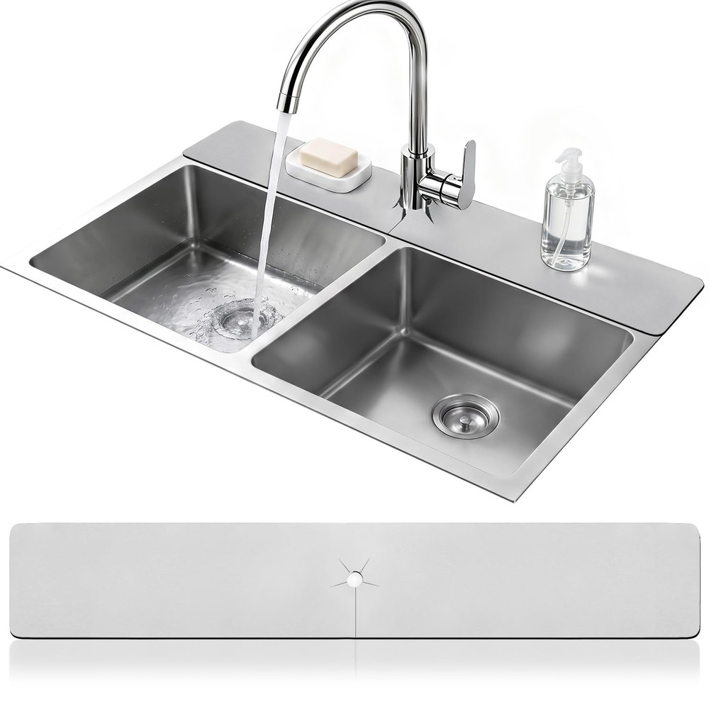 Faucet Mat for Kitchen Sink Protectors, Long Kitchen Sink Splash Guard Behind…