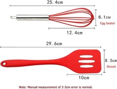 5Pc Silicone Kitchen Utensil Set, Red, Spatulas Whisk Brush, Heat Resistant