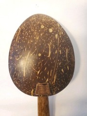 2 Coconut Shell Ladle Spoons Wooden Handle Polished Eco-friendly Biodegradable