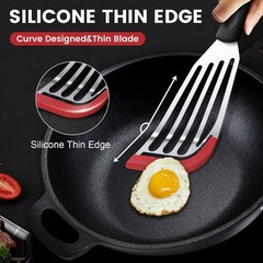 Silicone Fish Spatula, Heat Resistant Silicone Edge for Nonstick Cookware, Fish